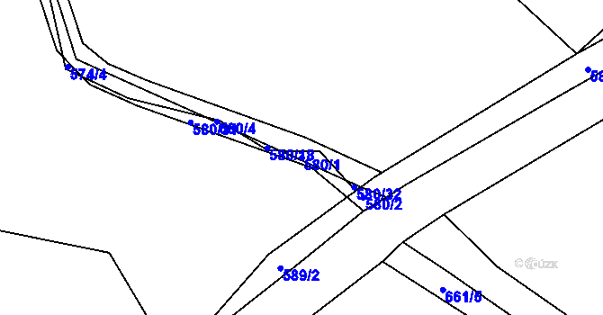 Parcela st. 580/1 v KÚ Dolní Bousov, Katastrální mapa