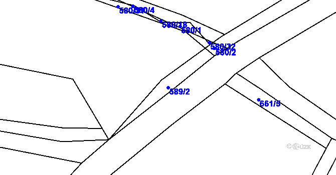 Parcela st. 589/2 v KÚ Dolní Bousov, Katastrální mapa