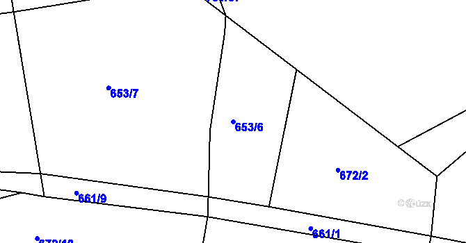 Parcela st. 653/6 v KÚ Dolní Bousov, Katastrální mapa