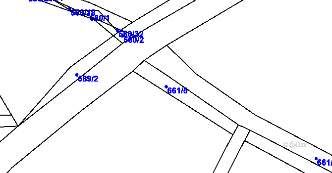 Parcela st. 661/5 v KÚ Dolní Bousov, Katastrální mapa