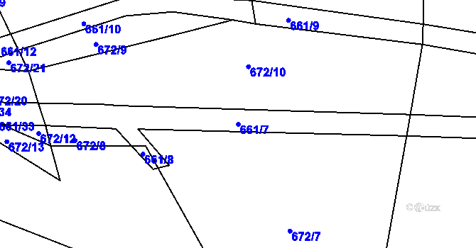 Parcela st. 661/7 v KÚ Dolní Bousov, Katastrální mapa