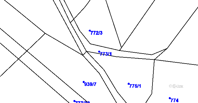 Parcela st. 773/1 v KÚ Dolní Bousov, Katastrální mapa