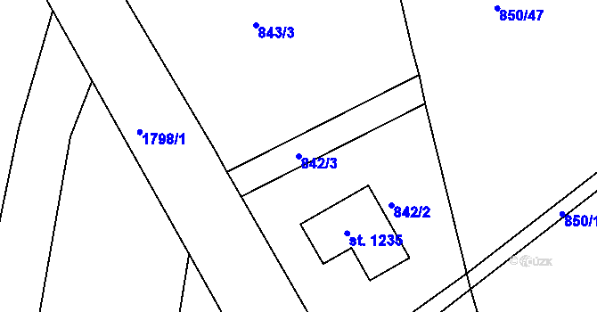 Parcela st. 842/3 v KÚ Dolní Bousov, Katastrální mapa