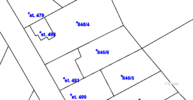 Parcela st. 846/6 v KÚ Dolní Bousov, Katastrální mapa