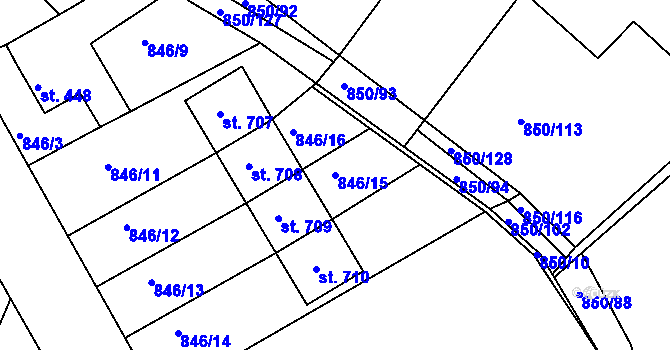 Parcela st. 846/15 v KÚ Dolní Bousov, Katastrální mapa