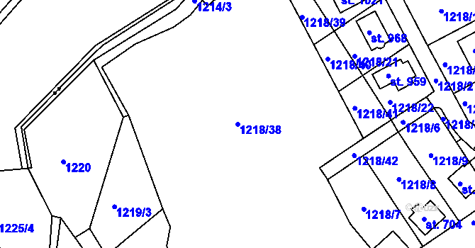 Parcela st. 1218/38 v KÚ Dolní Bousov, Katastrální mapa