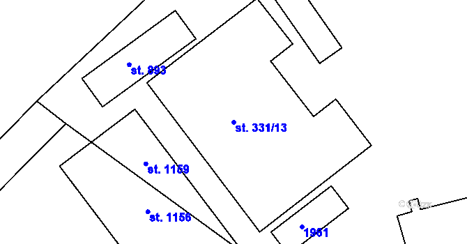 Parcela st. 331/13 v KÚ Dolní Bousov, Katastrální mapa