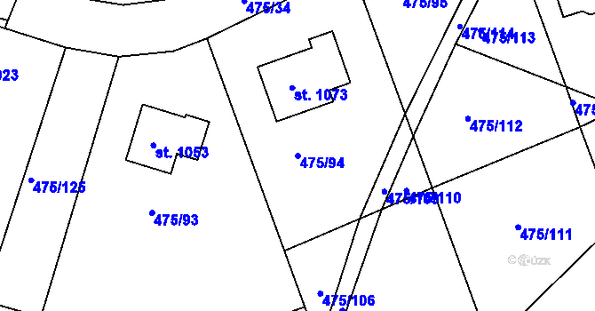 Parcela st. 475/94 v KÚ Dolní Bousov, Katastrální mapa