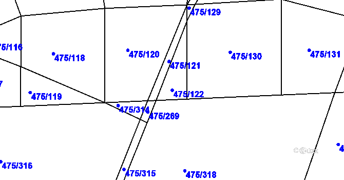 Parcela st. 475/122 v KÚ Dolní Bousov, Katastrální mapa