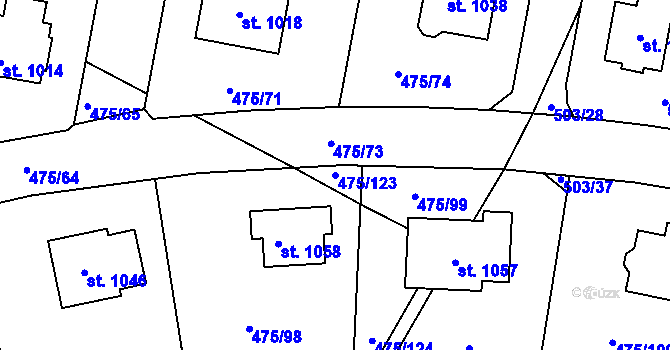 Parcela st. 475/123 v KÚ Dolní Bousov, Katastrální mapa