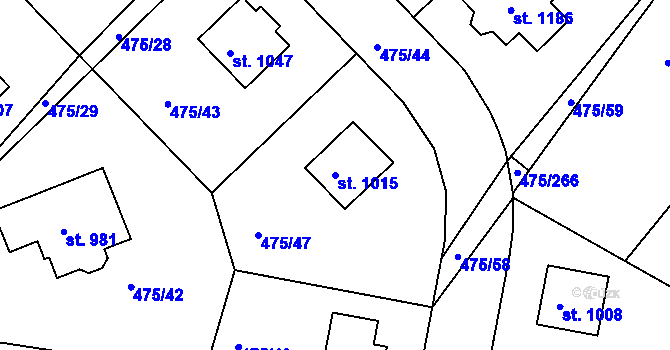 Parcela st. 1015 v KÚ Dolní Bousov, Katastrální mapa
