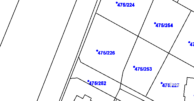 Parcela st. 475/226 v KÚ Dolní Bousov, Katastrální mapa