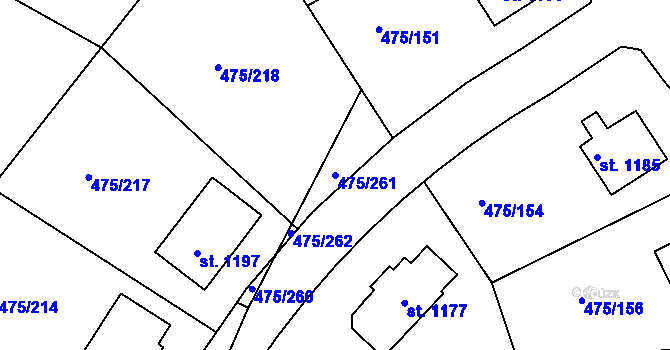 Parcela st. 475/261 v KÚ Dolní Bousov, Katastrální mapa