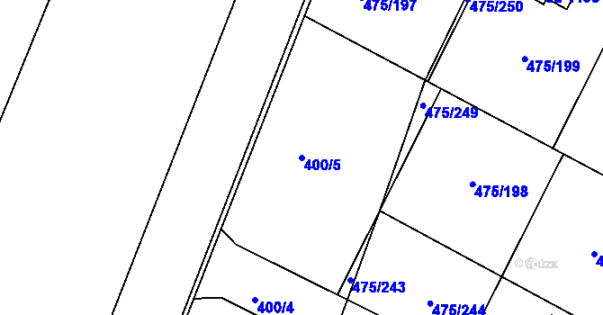Parcela st. 400/5 v KÚ Dolní Bousov, Katastrální mapa