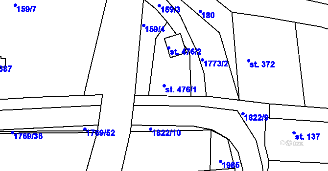 Parcela st. 476/1 v KÚ Dolní Bousov, Katastrální mapa