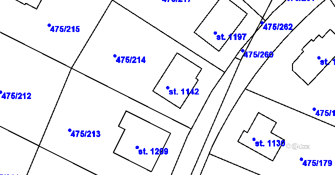 Parcela st. 1142 v KÚ Dolní Bousov, Katastrální mapa