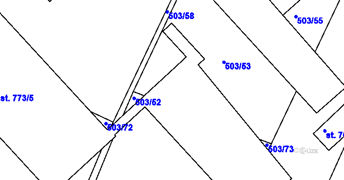 Parcela st. 773/3 v KÚ Dolní Bousov, Katastrální mapa