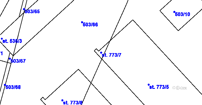 Parcela st. 773/7 v KÚ Dolní Bousov, Katastrální mapa