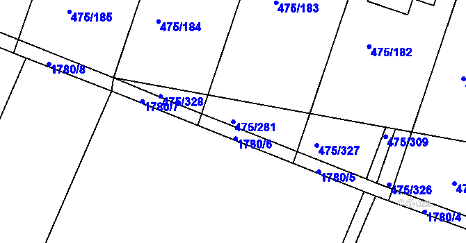 Parcela st. 475/281 v KÚ Dolní Bousov, Katastrální mapa