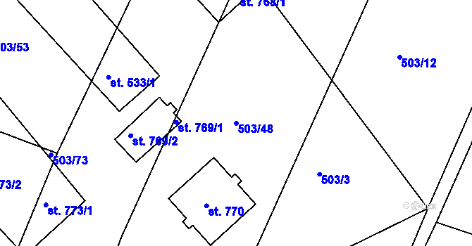 Parcela st. 503/48 v KÚ Dolní Bousov, Katastrální mapa