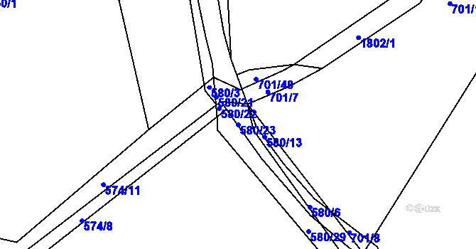 Parcela st. 580/23 v KÚ Dolní Bousov, Katastrální mapa