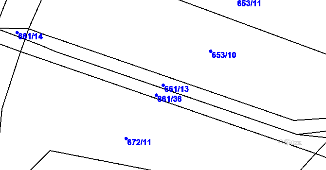 Parcela st. 661/13 v KÚ Dolní Bousov, Katastrální mapa
