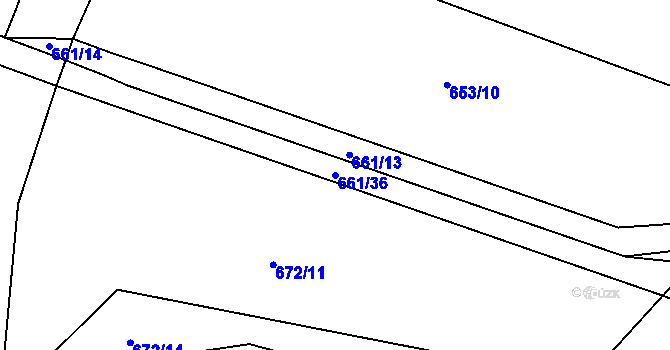 Parcela st. 661/36 v KÚ Dolní Bousov, Katastrální mapa