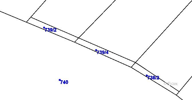 Parcela st. 739/4 v KÚ Dolní Bousov, Katastrální mapa
