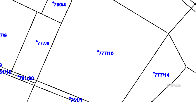 Parcela st. 777/10 v KÚ Dolní Bousov, Katastrální mapa