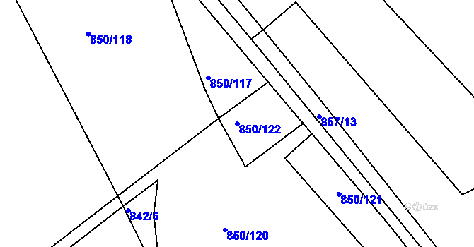 Parcela st. 850/122 v KÚ Dolní Bousov, Katastrální mapa