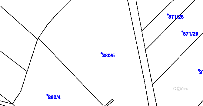 Parcela st. 880/5 v KÚ Dolní Bousov, Katastrální mapa