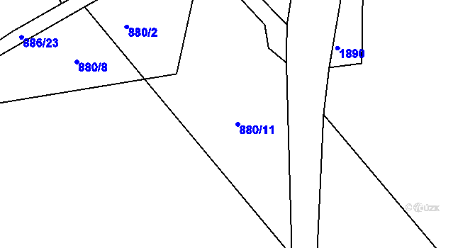 Parcela st. 880/11 v KÚ Dolní Bousov, Katastrální mapa