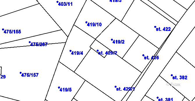 Parcela st. 429/2 v KÚ Dolní Bousov, Katastrální mapa