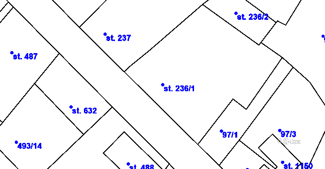 Parcela st. 236/1 v KÚ Dolní Bousov, Katastrální mapa
