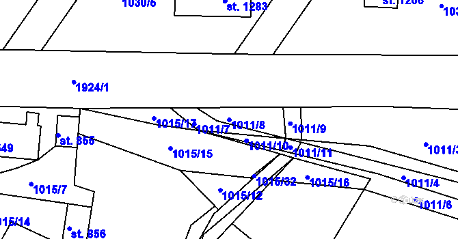 Parcela st. 1011/8 v KÚ Dolní Bousov, Katastrální mapa
