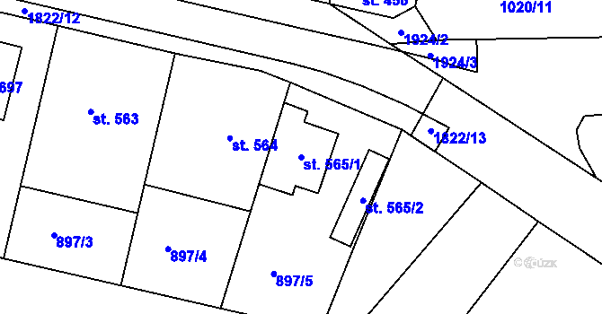 Parcela st. 565/1 v KÚ Dolní Bousov, Katastrální mapa