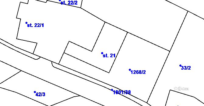 Parcela st. 21 v KÚ Dolní Branná, Katastrální mapa