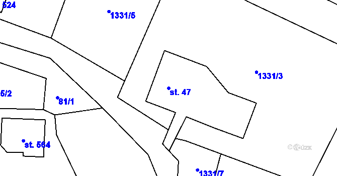 Parcela st. 47 v KÚ Dolní Branná, Katastrální mapa