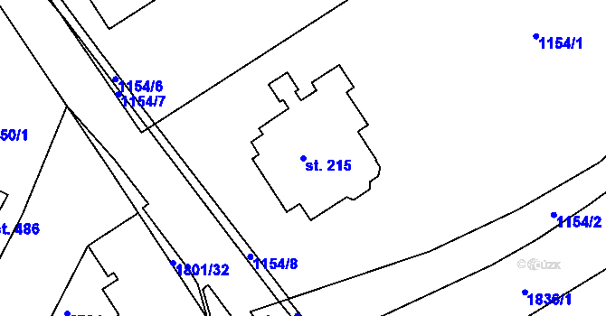 Parcela st. 215 v KÚ Dolní Branná, Katastrální mapa
