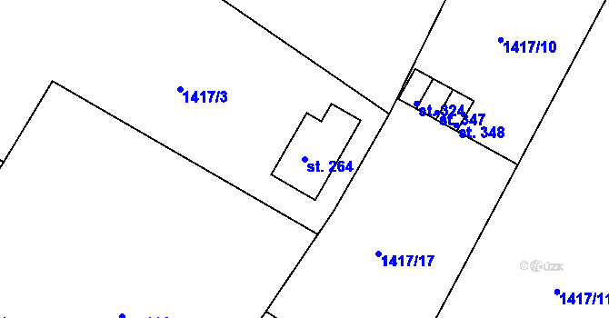 Parcela st. 264 v KÚ Dolní Branná, Katastrální mapa