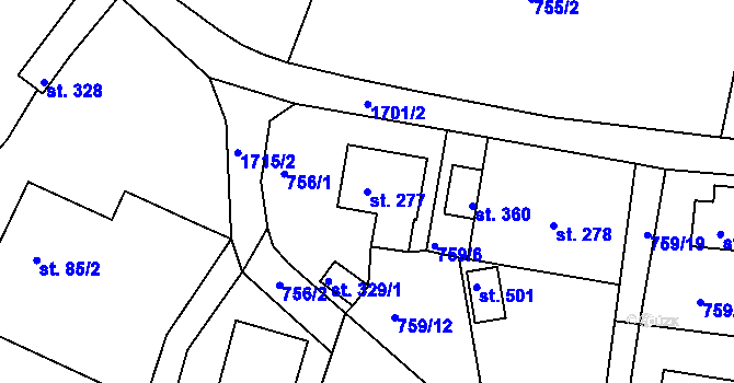 Parcela st. 277 v KÚ Dolní Branná, Katastrální mapa