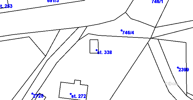 Parcela st. 338 v KÚ Dolní Branná, Katastrální mapa