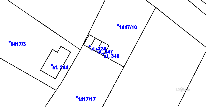 Parcela st. 348 v KÚ Dolní Branná, Katastrální mapa