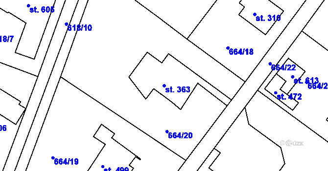 Parcela st. 363 v KÚ Dolní Branná, Katastrální mapa