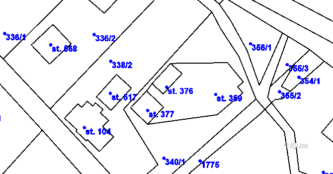 Parcela st. 376 v KÚ Dolní Branná, Katastrální mapa