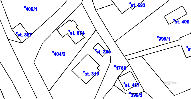 Parcela st. 380 v KÚ Dolní Branná, Katastrální mapa