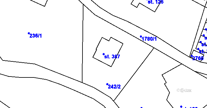 Parcela st. 387 v KÚ Dolní Branná, Katastrální mapa