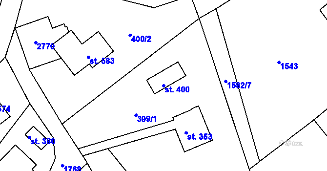 Parcela st. 400 v KÚ Dolní Branná, Katastrální mapa