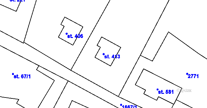 Parcela st. 413 v KÚ Dolní Branná, Katastrální mapa