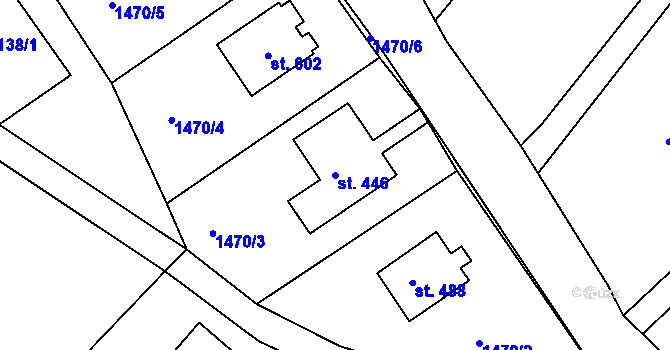 Parcela st. 446 v KÚ Dolní Branná, Katastrální mapa